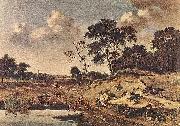 Jan Wijnants Landschap met reizigers op een weg langs een watertje oil painting
